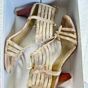 Faux Snake Skin Strappy Shoes